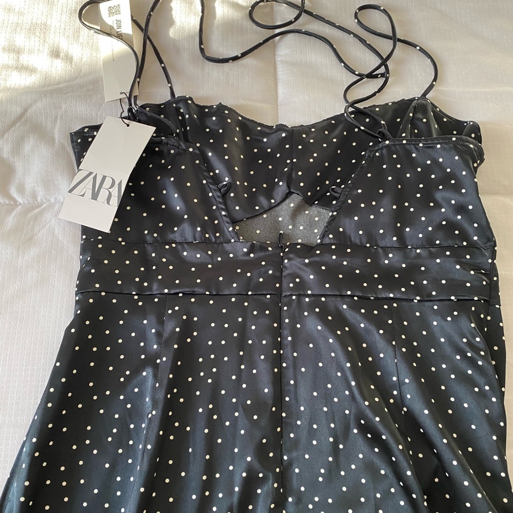 Zara Silky polka Dots Women's Black dress